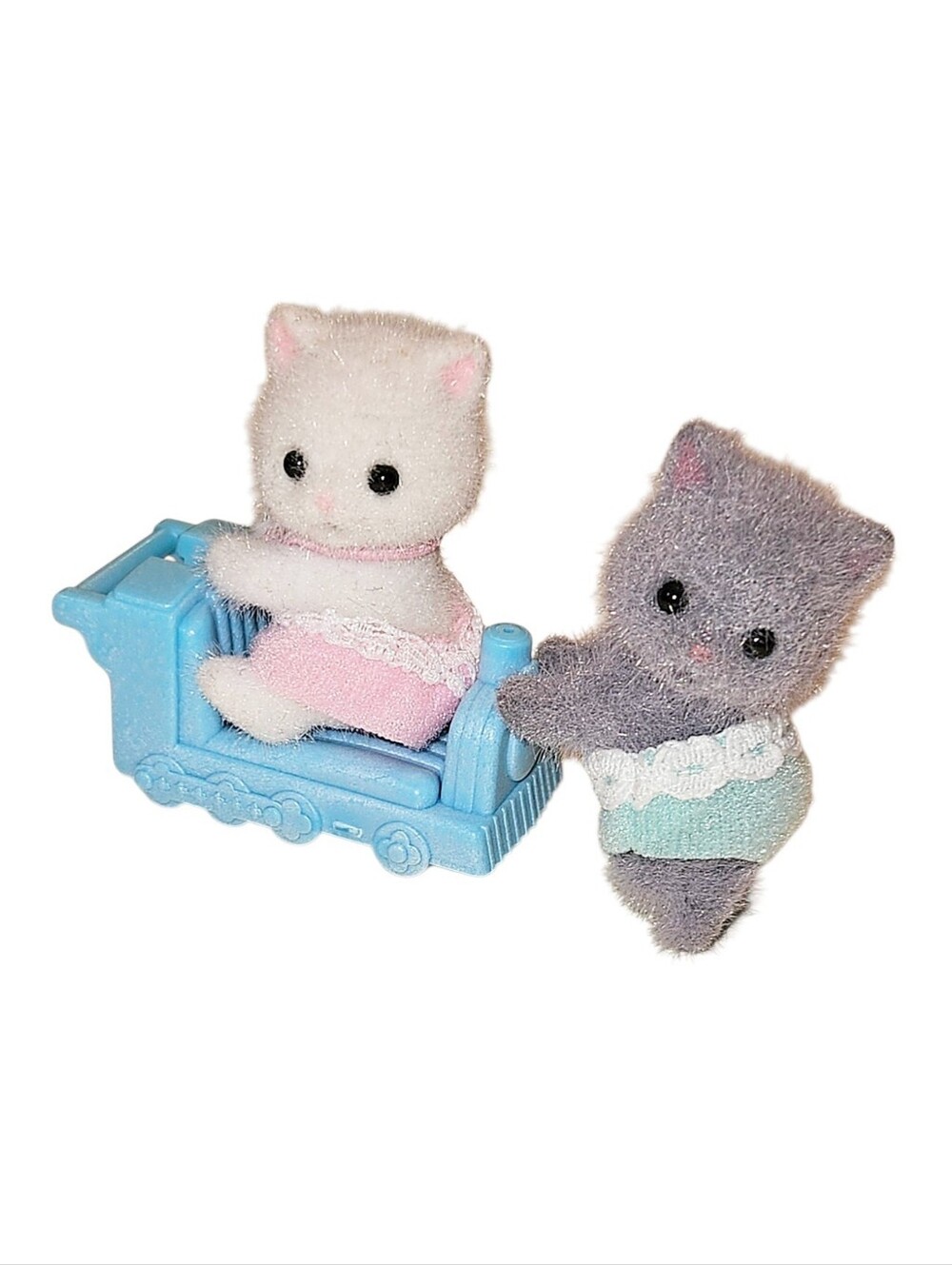 Calico Critters Sylvanian Families Baby Persian Cat Twins & Ride On Train Toy